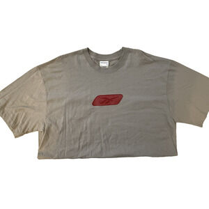 Reebok Shirt Mens 2XL Gray Y2K Vector Logo Rubber Patch 00s Athletic Tee T-Shirt